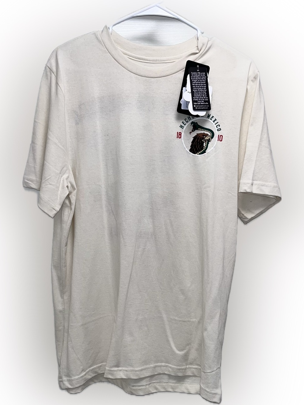 Men's Cream Graphic Hecho en Mexico T-Shirt with Eagle Emblem
